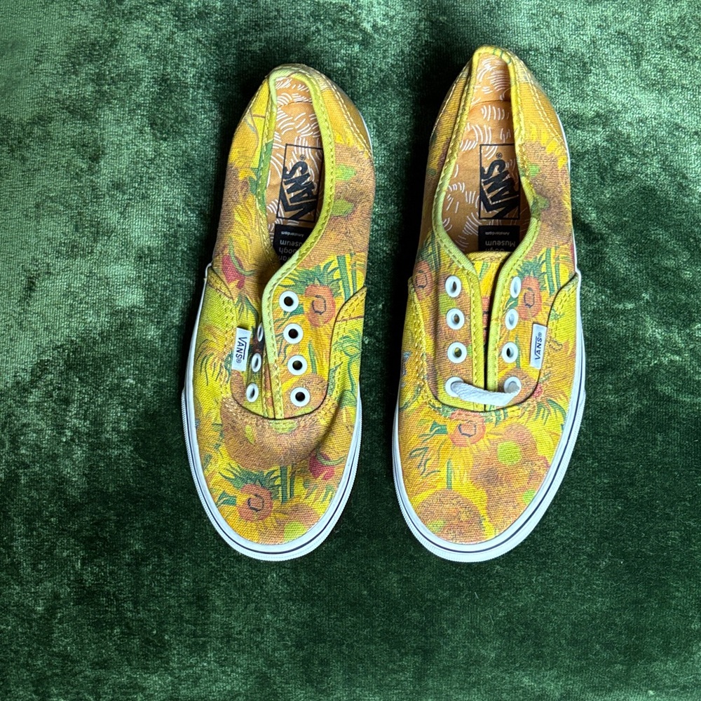 BRAND NEW Vans Yellow Floral Slip-On Van Gogh Sunflower Sneakers